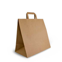 Brown Kraft Uber Delivery Paper Bags Flat Handle x 250
