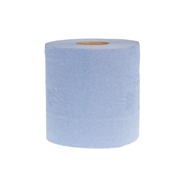6 PACK 2 PLY WHITE EMBOSSED INDUSTRIAL CENTRE FEED PAPER WIPE ROLLS 80M x 175mm 