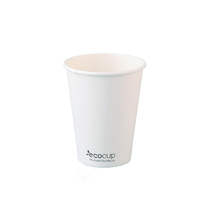 12oz Ecocup Single Wall PLA White Coffee Cup x 100