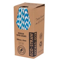 Eco-Straw Regular Paper Blue/White Straw x250