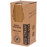 Eco-Straw Regular Paper Kraft Brown Straw x 250