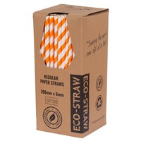 Eco-Straw Regular Paper Orange/White Straw x 250
