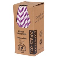 Eco-Straw Regular Paper Purple/White Straw x250