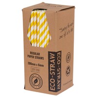 Eco-Straw Regular Paper Yellow/White Straw x 250