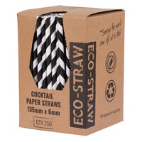 Eco-Straw Paper Cocktail Black/White Straw x250