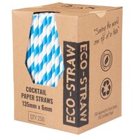 Eco-Straw Paper Cocktail Blue/White Straw x250