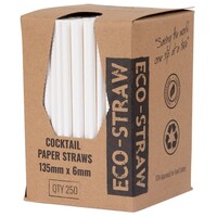 Eco-Straw Paper Cocktail White Straw x250