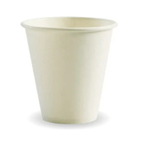 BioPak 8oz 90mm White Single Wall BioCup x 1000