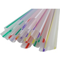 Clear Striped Bubble Tea Straws Striped  Diagonal Cut Straw 10mm x 500