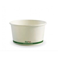 BioPak WHITE Green Stripe 430ml/12oz BioBowl x100