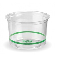 BioPak Clear Green Stripe 500ml BioBowl x 500