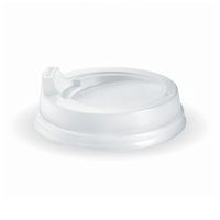 WHITE BioPak 8oz 80mm PS Sipper Lid for BioCup x1000