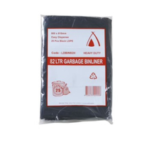 82Ltr Heavy Duty Black Bin Liners x 25