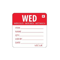 Vogue WEDNESDAY Red Removeable Day Of The Week 50mm Label Roll