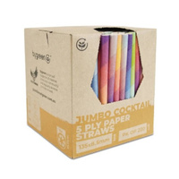 Mixed Colour Jumbo Cocktail 5ply Strong Straws x 220