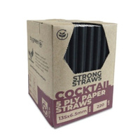 Black Jumbo Cocktail 5ply Strong Straws x 220